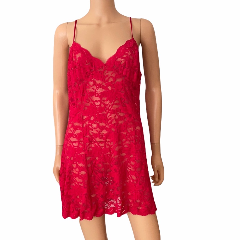 Vintage Victoria's Secret Red Lace Slip Dress